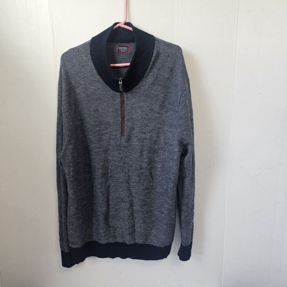 Untuckit Belguardo Birdseye  Sweater Sz XXXL 100% Fine Merino Wool Preppy P0281